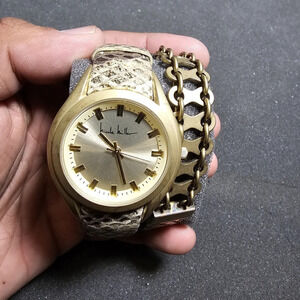 Nicole Miller Whitney Python-Embossed Leather Double-Wrap Strap 16" Quartz Watch